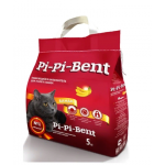 PI-PI-BENT-Комкующийся наполнитель с ароматом спелого банана (Bananas), в пакете, 5 кг